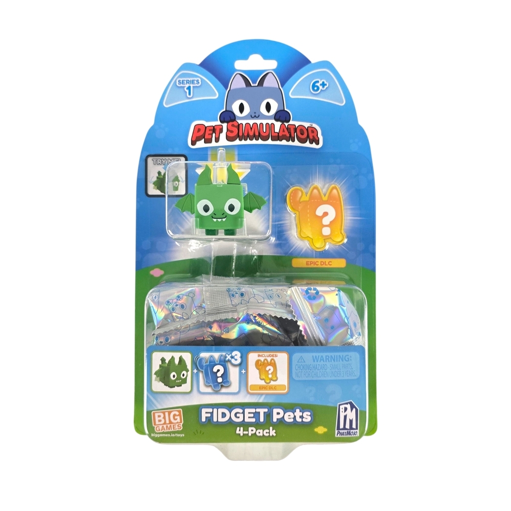 PhatMojo, Pet Simulator X Series 1 Fidget Pets 4-Pack w/ Epic DLC Code,